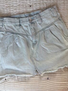 Free People Light Wash Denim Mini Skirt